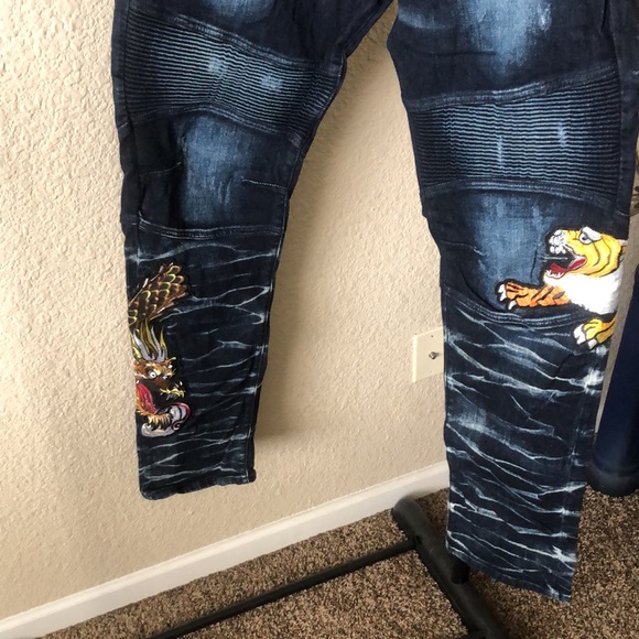 Rockstar Men Exclusive Tiger Fight Jeans EUC - Picture 3 of 14